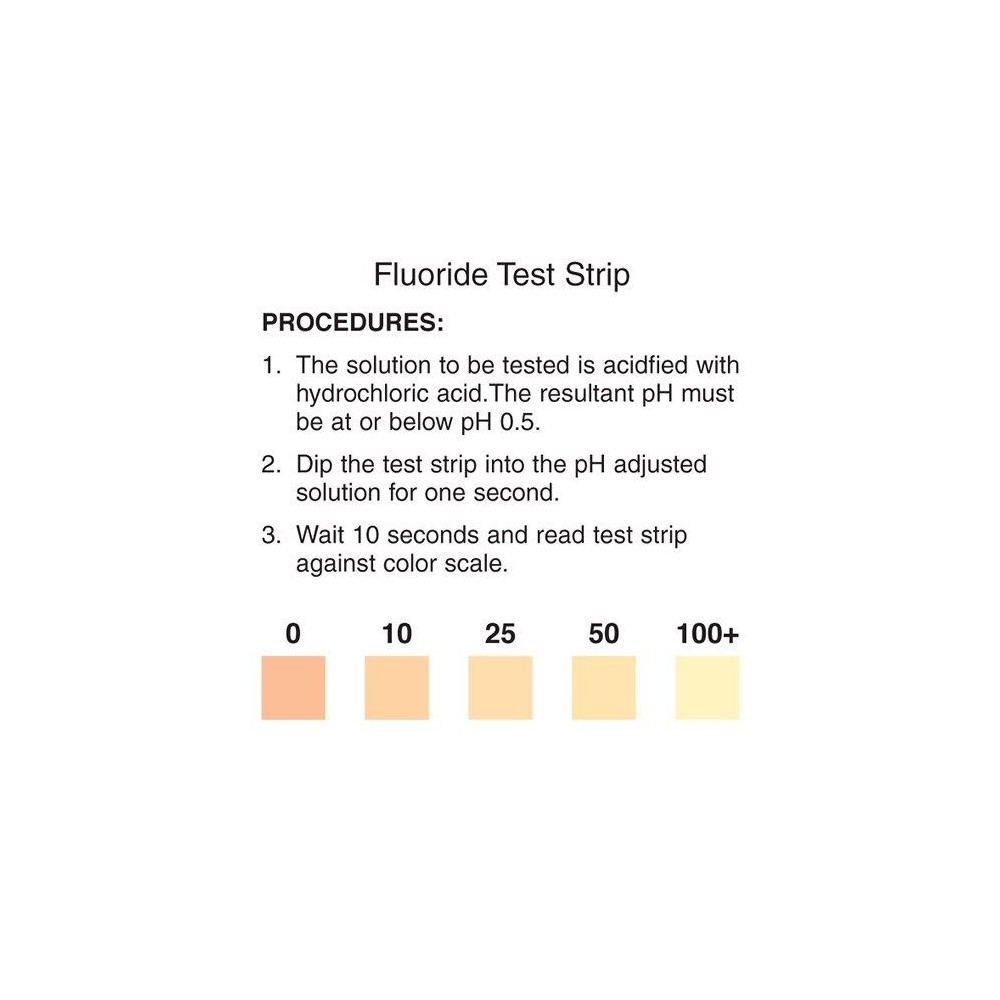 Tires reactives fluorur 0-10-25-50-100 ppm FLU. Tub 50 unitats