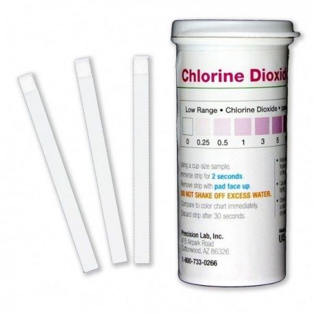 Chlorine dioxide test strips 0-0'25-0'5-1-3-5-10 ppm CHL-D10. Tube 50 units