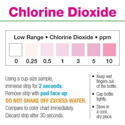 Tires reactives clor diòxid 0-0'25-0'5-1-3-5-10 ppm CHL-D10. Tub 50 unitats