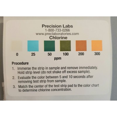 Tires reactives clor 0-25-50-100-200-300 ppm CHL-300. Tub 50 unitats