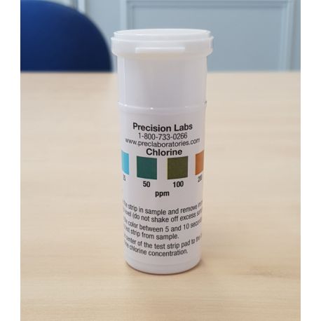 Chlorine test strips 0-25-50-100-200-300 ppm CHL-300. Tube 50 units