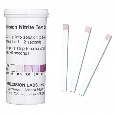 Nitrite test strips 0-0'5-1-5-10-25 ppm NIT-25. Tube 50 units