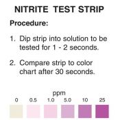 Tiras reactivas nitrito 0-0'5-1-5-10-25 ppm NIT-25. Tubo 25 unidades
