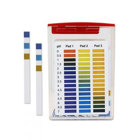 Tiras indicadoras plástico pH 0-7 (0'5 pH) PH-0007-3. Bolsa 100 unidades