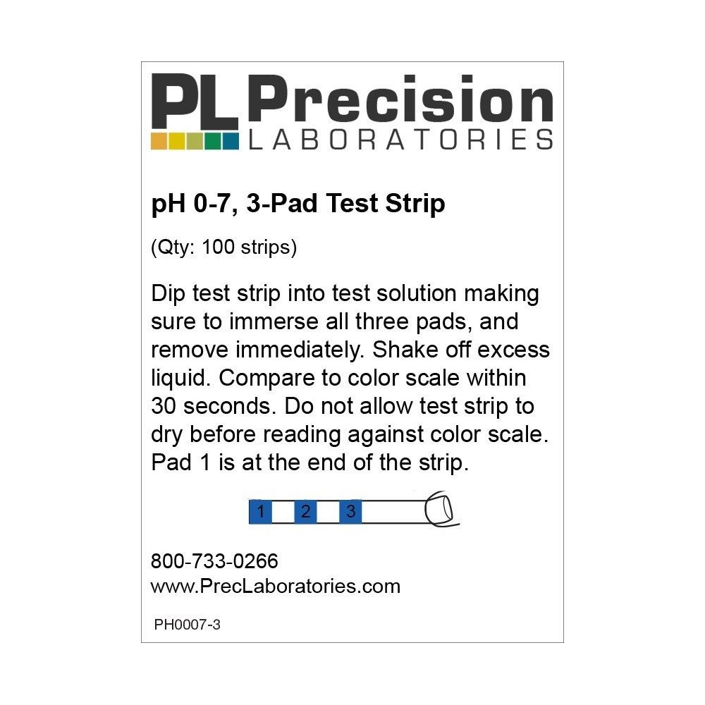 Tires indicadores plàstic pH 0-7 (0'5 pH) PH-0007-3. Bossa 100 unitats