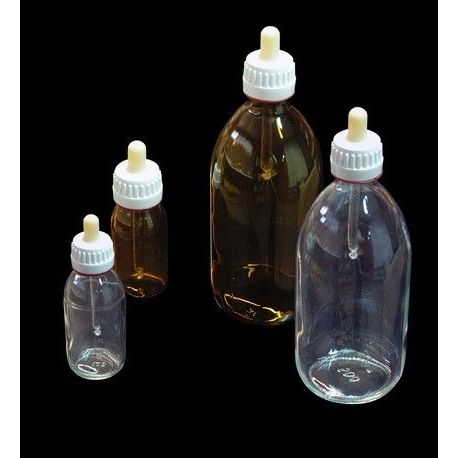 Colorless glass dropper bottle with tube and pear. Capacity 125ml