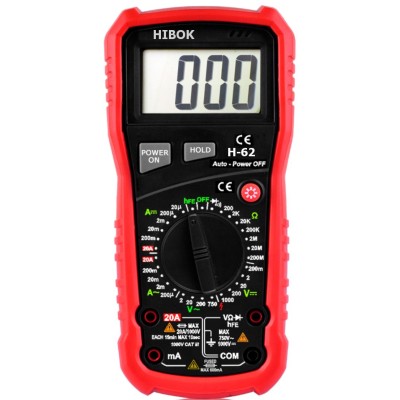 Multímetre digital Hibok-62. VCA-VCC-ACA-ACC-OHM-hFE