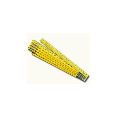 Yellow wooden folding ruler 5 sections. Length 1 meter