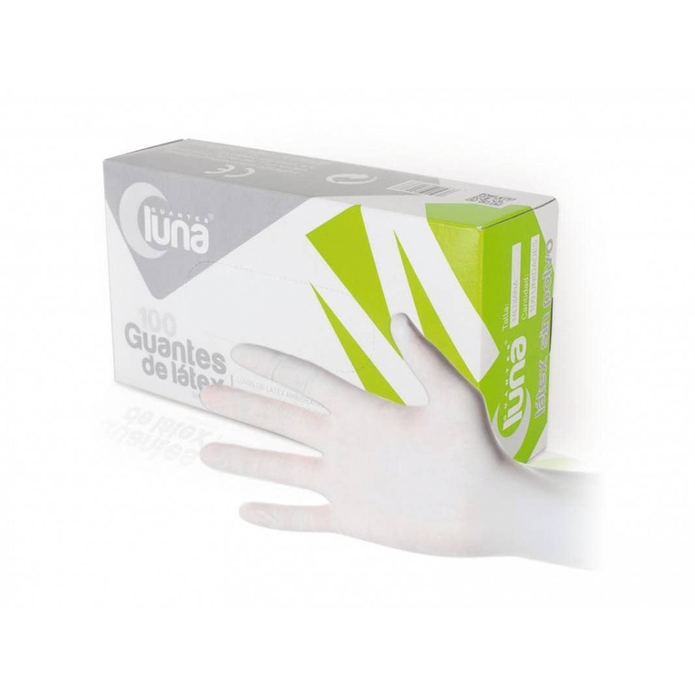 Guantes examen látex talla 8-9 grandes. Caja 100 unidades