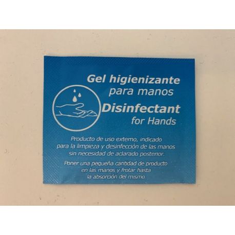 Hydroalcoholic hand sanitizer gel sachets. Box 700 units