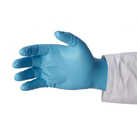 Guants examen nitril blau alta protecció talla M (7-8). Capsa 100 unitats