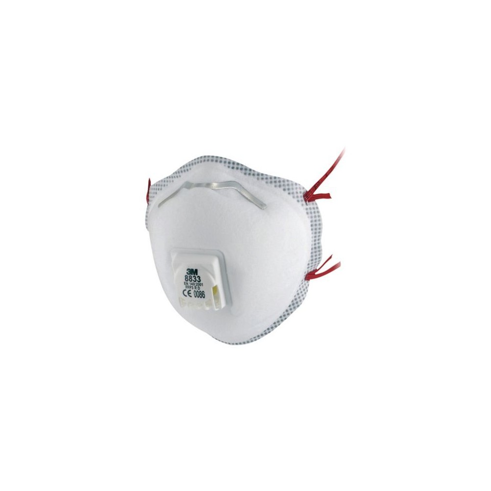 Mascaretes autofiltrants FFP3 amb vàlvula 3M 8833. Capsa 10 unitats