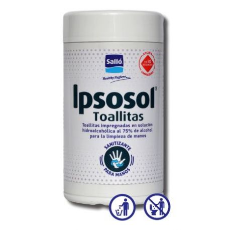 Toallitas hidroalcohólicas antisépticas Ipsosol. Bote 80 unidades