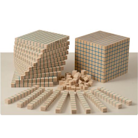 Bloques multibase madera base 10 N-08. Caja 121 piezas