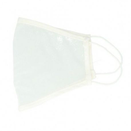 Transparent reusable fabric mask, white color