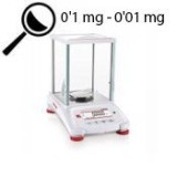 Analytical balances of 0.1 mg and 0.01 mg